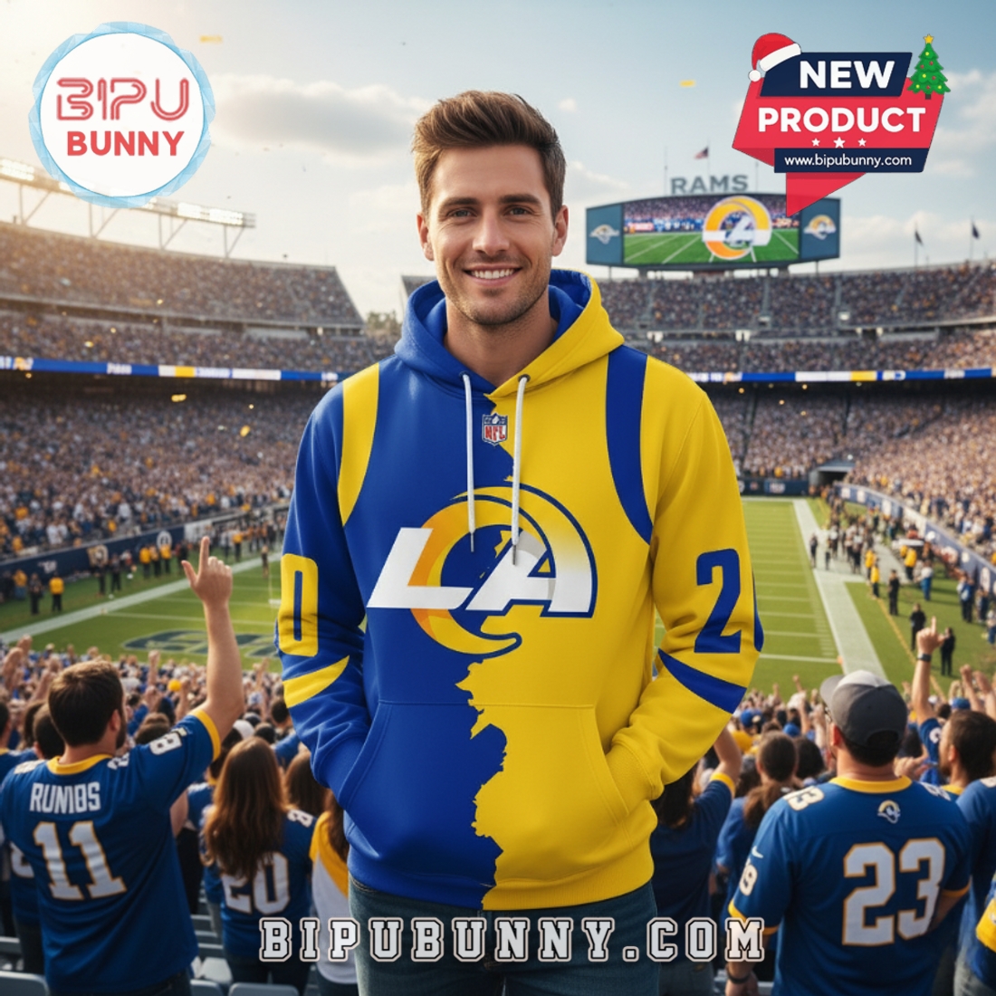 Los Angeles Rams 2025 NFL Home Mix Away Hoodie Los Angeles Rams 2025 NFL Home Mix Away Hoodie