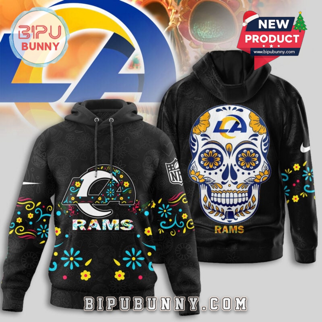 Los Angeles Rams NFL Dia de los Muertos Limited Editions Hoodie Los Angeles Rams NFL Dia de los Muertos Limited Editions Hoodie