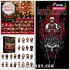 Metal Gods holiday advent calendar figures with Santa hats and Lamb of God poster.