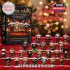 Metal Gods Advent Calendar 2025 box and full mini figure set on festive red steps.