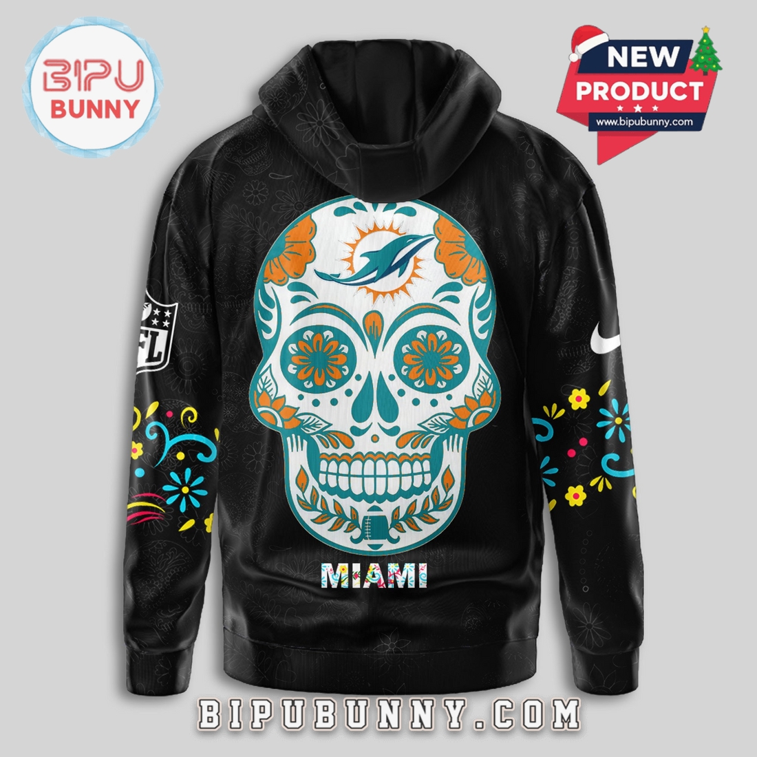 Miami Dolphins NFL Dia de los Muertos Limited Editions Hoodie Miami Dolphins NFL Dia de los Muertos Limited Editions Hoodie