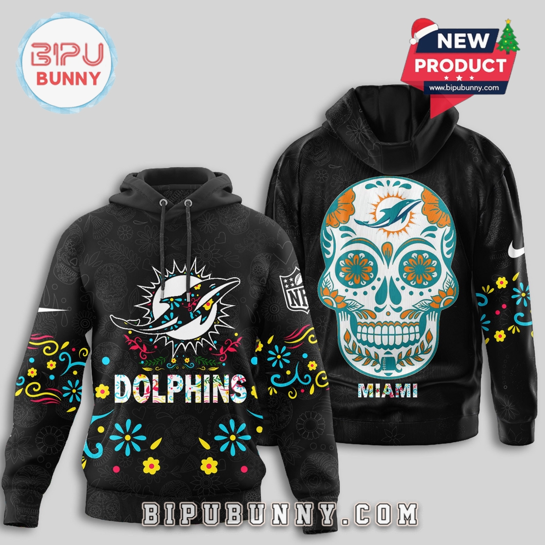 Miami Dolphins NFL Dia de los Muertos Limited Editions Hoodie Miami Dolphins NFL Dia de los Muertos Limited Editions Hoodie