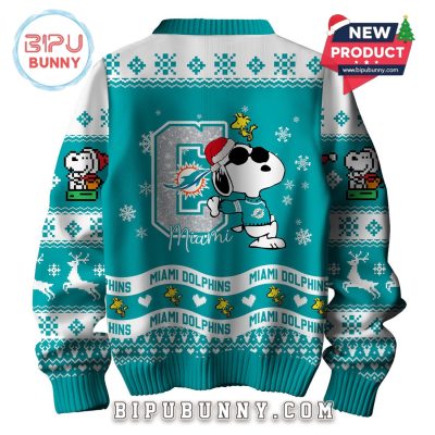 Miami Dolphins NFL Peanuts Snoopy Ugly Sweater 2025
