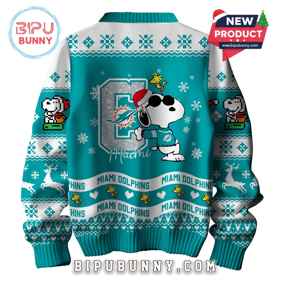 Miami Dolphins NFL Peanuts Snoopy Ugly Sweater 2025 Miami Dolphins NFL Peanuts Snoopy Ugly Sweater 2025