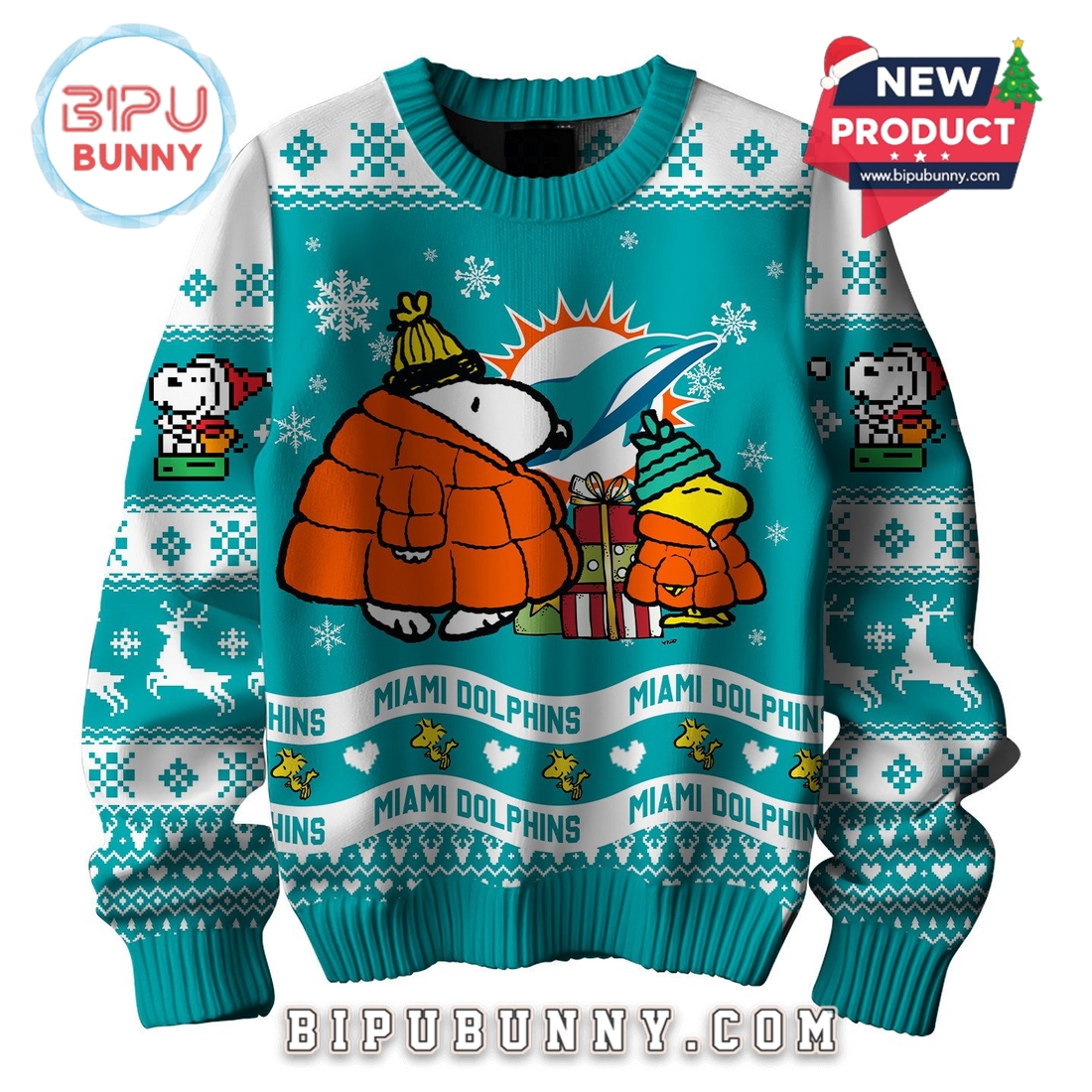 Miami Dolphins NFL Peanuts Snoopy Ugly Sweater 2025 Miami Dolphins NFL Peanuts Snoopy Ugly Sweater 2025
