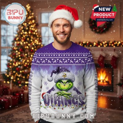 Minnesota Vikings Grinch Ugly Christmas Sweater 2025