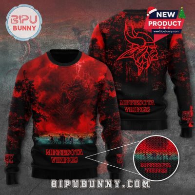 Minnesota Vikings x Stranger Things Ugly Sweater 2025
