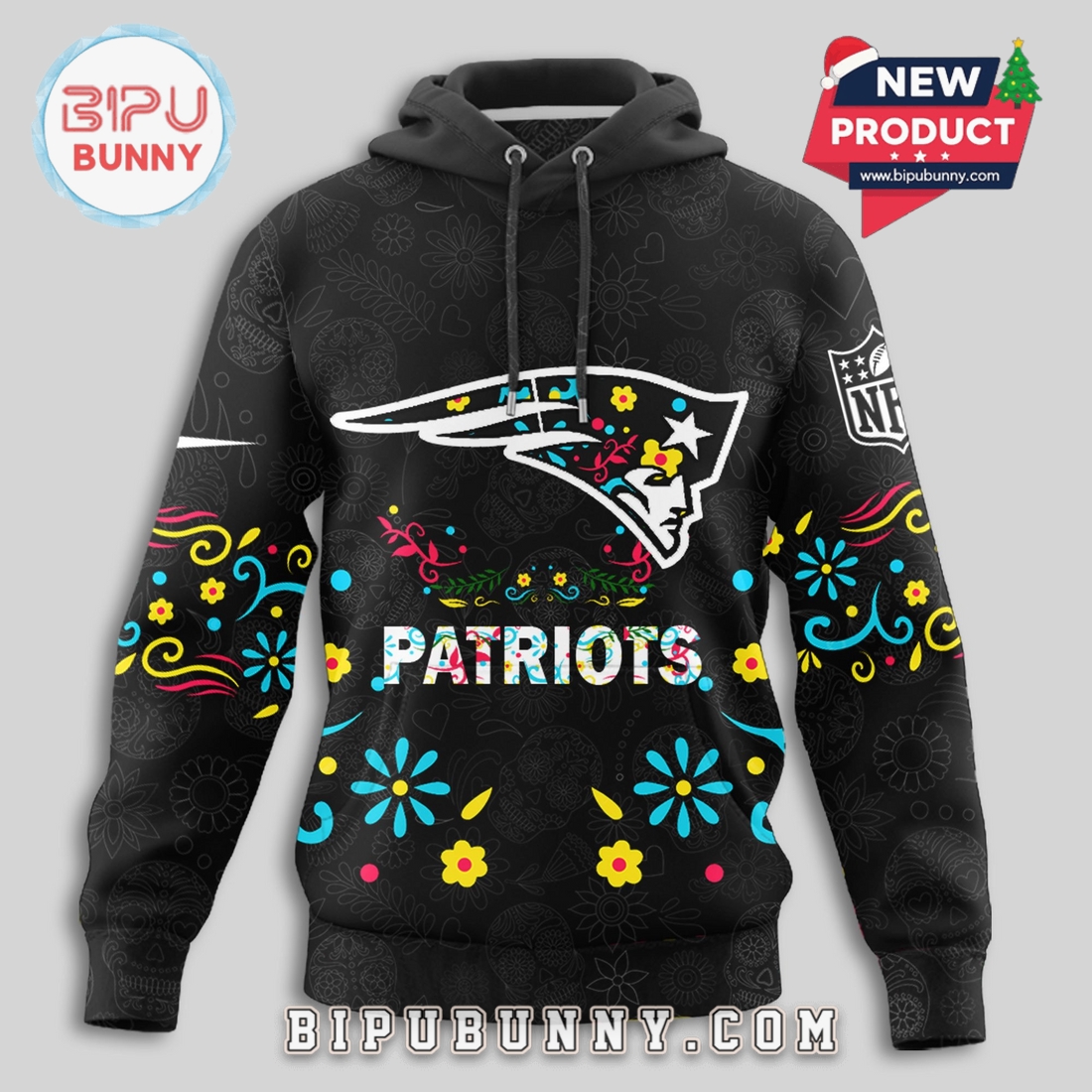 New England Patriots NFL Dia de los Muertos Limited Editions Hoodie New England Patriots NFL Dia de los Muertos Limited Editions Hoodie