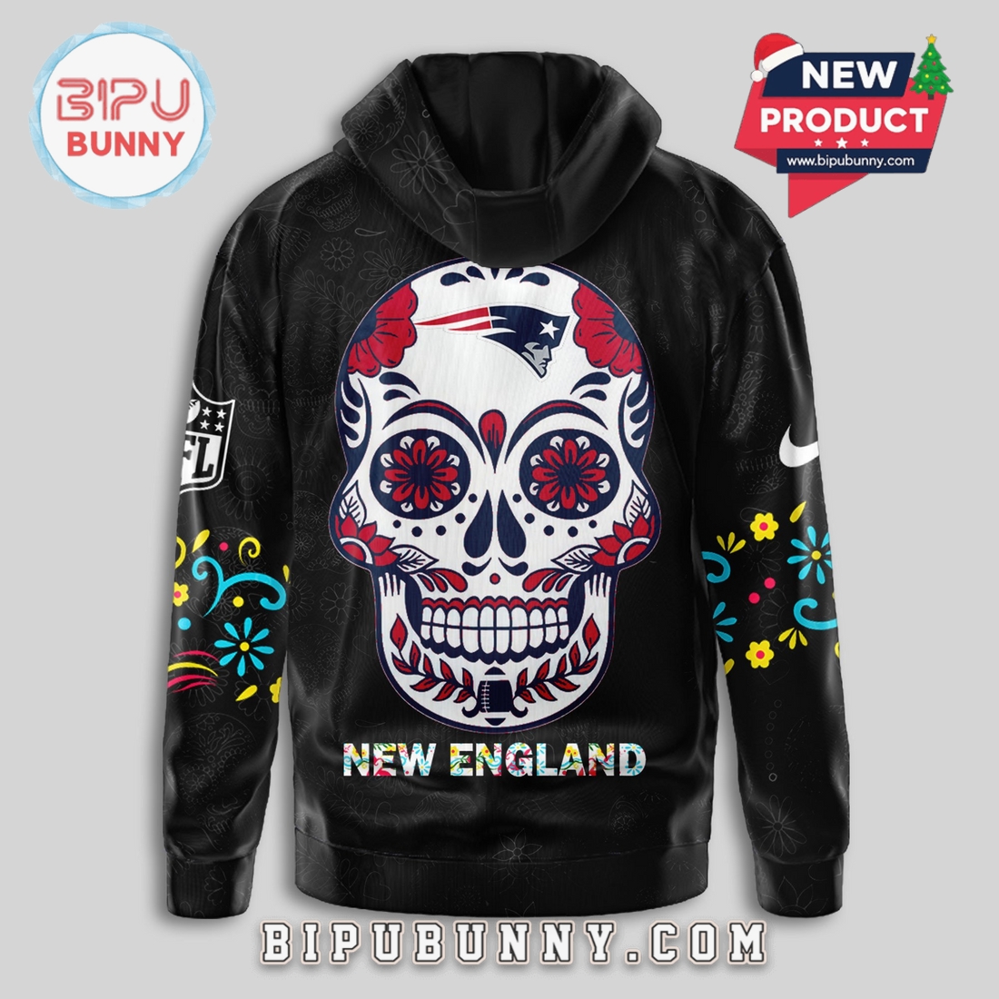 New England Patriots NFL Dia de los Muertos Limited Editions Hoodie New England Patriots NFL Dia de los Muertos Limited Editions Hoodie