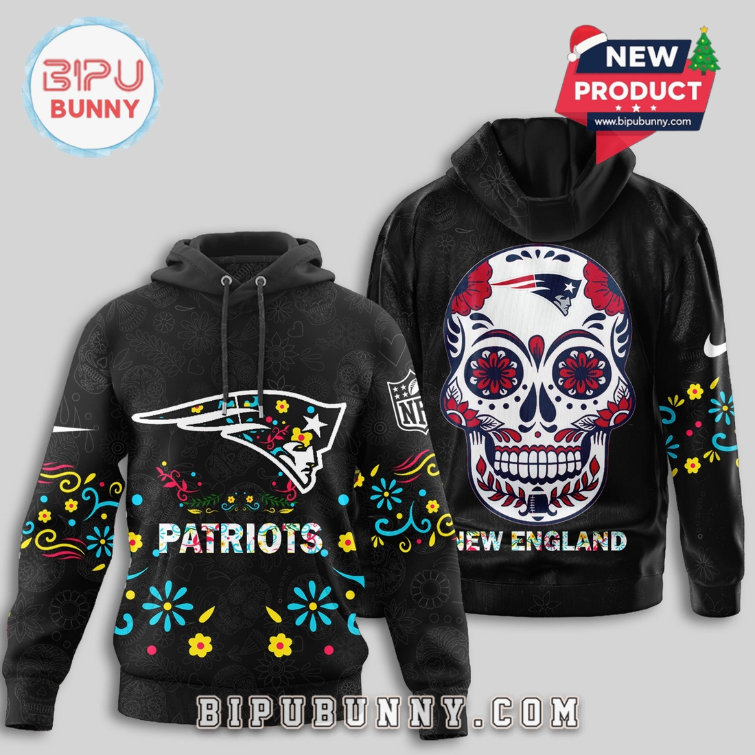 New England Patriots NFL Dia de los Muertos Limited Editions Hoodie New England Patriots NFL Dia de los Muertos Limited Editions Hoodie