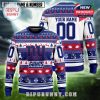 Classic New York Giants ugly Christmas sweater with custom name field on back!