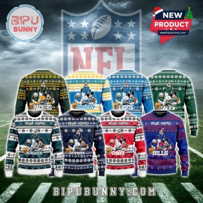 NFL x Disney Donald Duck Mickey Mouse Goofy Ugly Christmas Sweater 2025