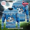 Detroit Lions holiday sweater with blue winter print and Disney cartoon design!