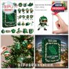 North Texas Mean Green holiday calendar showing all ornaments including figurines, gifts, hot cocoa mug, goalpost, and sled in green acrylic finish!