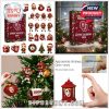 All included ornaments from the Oklahoma Sooners calendar displayed around the box, such as football players, cocoa mugs, Santa figures, gifts, and snow globes!