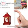 Visual quality and thickness of Oklahoma Sooners ornament displayed with acrylic edge and team-themed lantern figure!