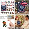 Ole Miss Rebels themed advent calendar for 2025, surrounded by miniature ornaments such as toy figures, helmets, mugs, and Christmas-themed decorations!