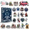 A full spread of 2025 Penn State Nittany Lions Advent Calendar decorations including mascot statues, holiday scenes, stadiums, and themed collectibles!
