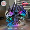 A colorful football player mirror light with flames and customizable text for personalization.