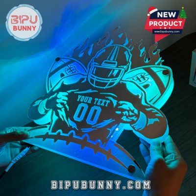 Personalized Rugby Player Mirror Lamp For Rugby Lovers