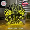 A white football player mirror light with flames and customizable text.