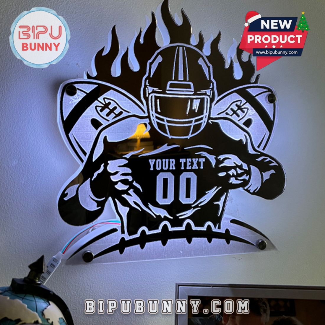 Personalized Rugby Player Mirror Lamp For Rugby Lovers Personalized Rugby Player Mirror Lamp For Rugby Lovers