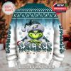 Rear view of the Philadelphia Eagles Grinch Ugly Christmas Sweater featuring the same Grinch and text design with festive details!