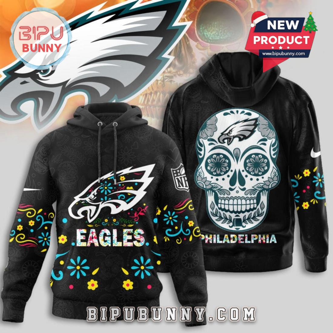 Philadelphia Eagles NFL Dia de los Muertos Limited Editions Hoodie Philadelphia Eagles NFL Dia de los Muertos Limited Editions Hoodie