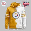Pittsburgh Steelers custom hoodie front view with bold gold and white color split and team logo.