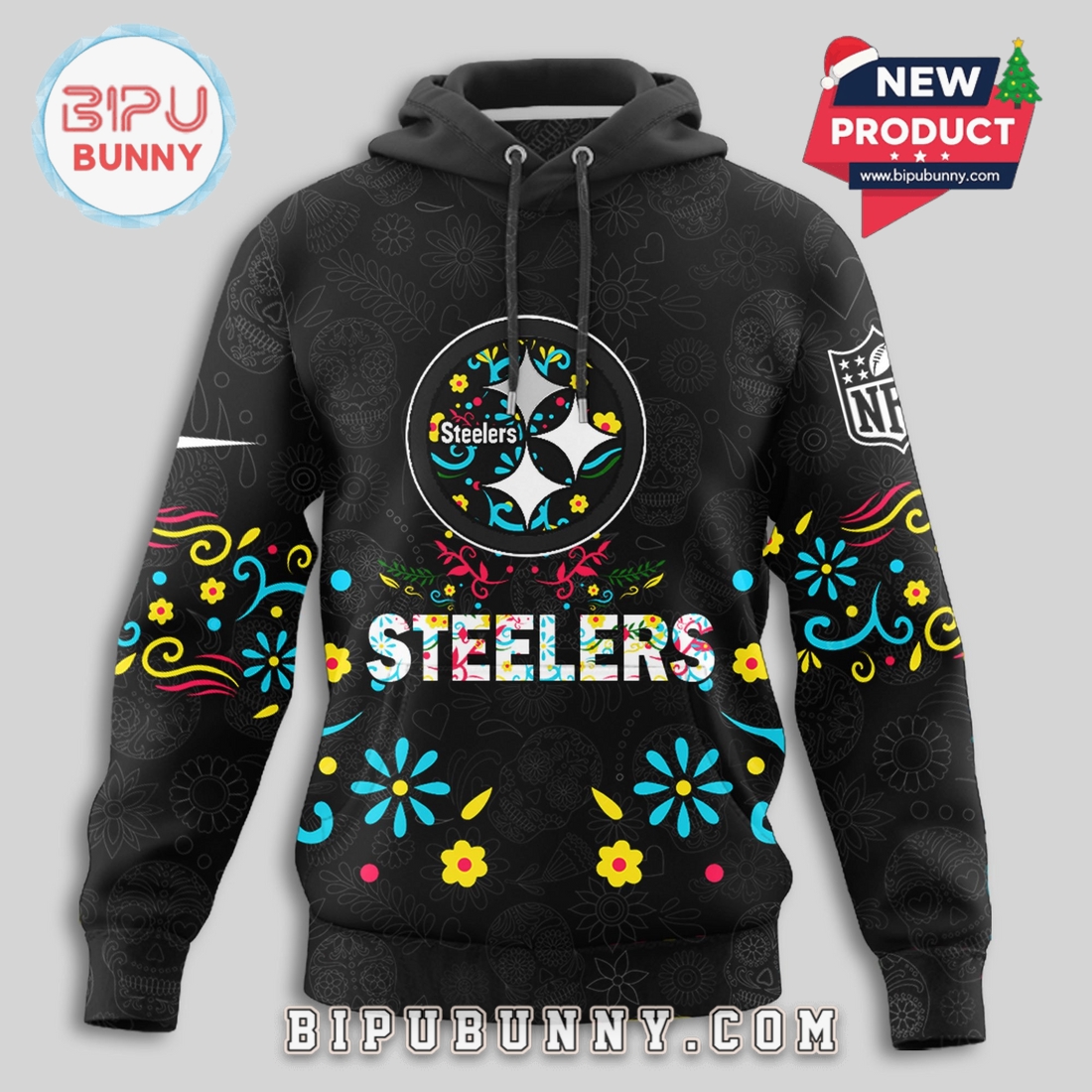 Pittsburgh Steelers NFL Dia de los Muertos Limited Editions Hoodie Pittsburgh Steelers NFL Dia de los Muertos Limited Editions Hoodie