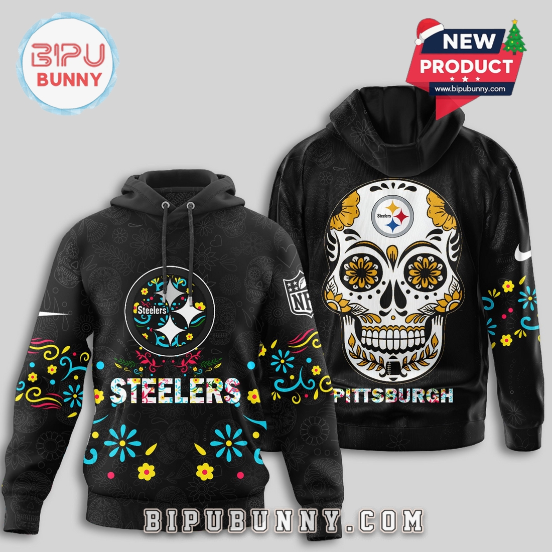 Pittsburgh Steelers NFL Dia de los Muertos Limited Editions Hoodie Pittsburgh Steelers NFL Dia de los Muertos Limited Editions Hoodie