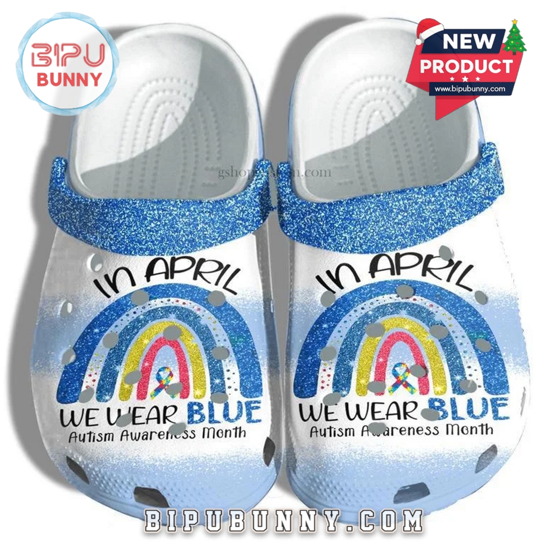 Rainbow Blue In April We Wear Blue Crocs Clogs Rainbow Blue In April We Wear Blue Crocs Clogs