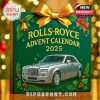 Elegant Christmas-themed Advent calendar box for 2025 with a prominent Rolls-Royce car image, decorative bow, and classic holiday accents like holly and ornaments!
