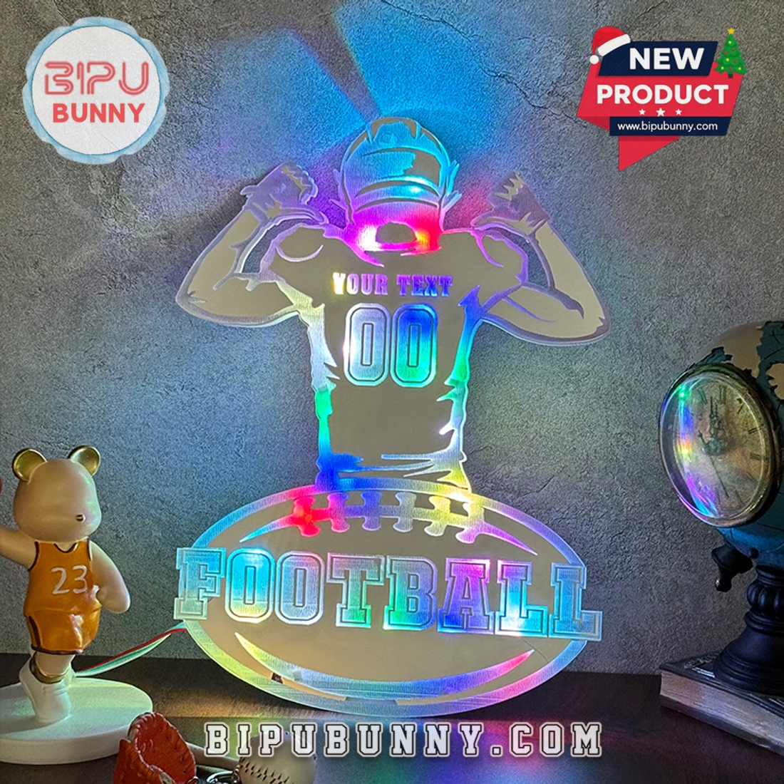 Rugby Player Mirror Light With Custom Numbers And Names Rugby Player Mirror Light With Custom Numbers And Names