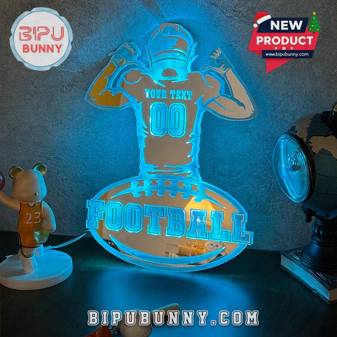 Rugby Player Mirror Light With Custom Numbers And Names Rugby Player Mirror Light With Custom Numbers And Names