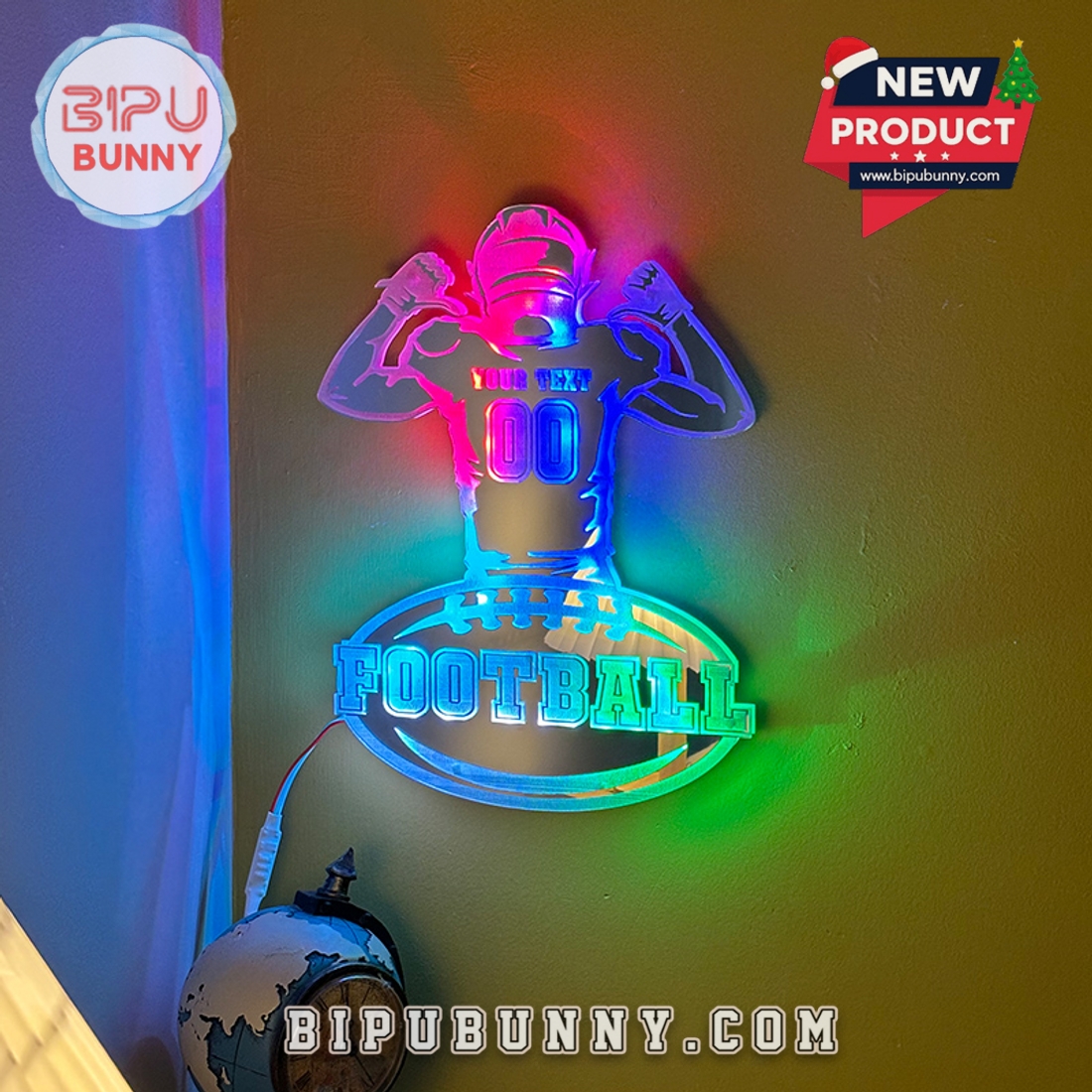 Rugby Player Mirror Light With Custom Numbers And Names Rugby Player Mirror Light With Custom Numbers And Names