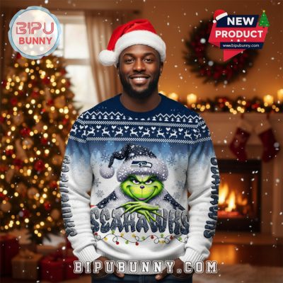 Seattle Seahawks Grinch Ugly Christmas Sweater 2025