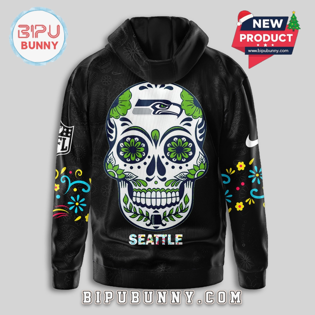 Seattle Seahawks NFL Dia de los Muertos Limited Editions Hoodie Seattle Seahawks NFL Dia de los Muertos Limited Editions Hoodie