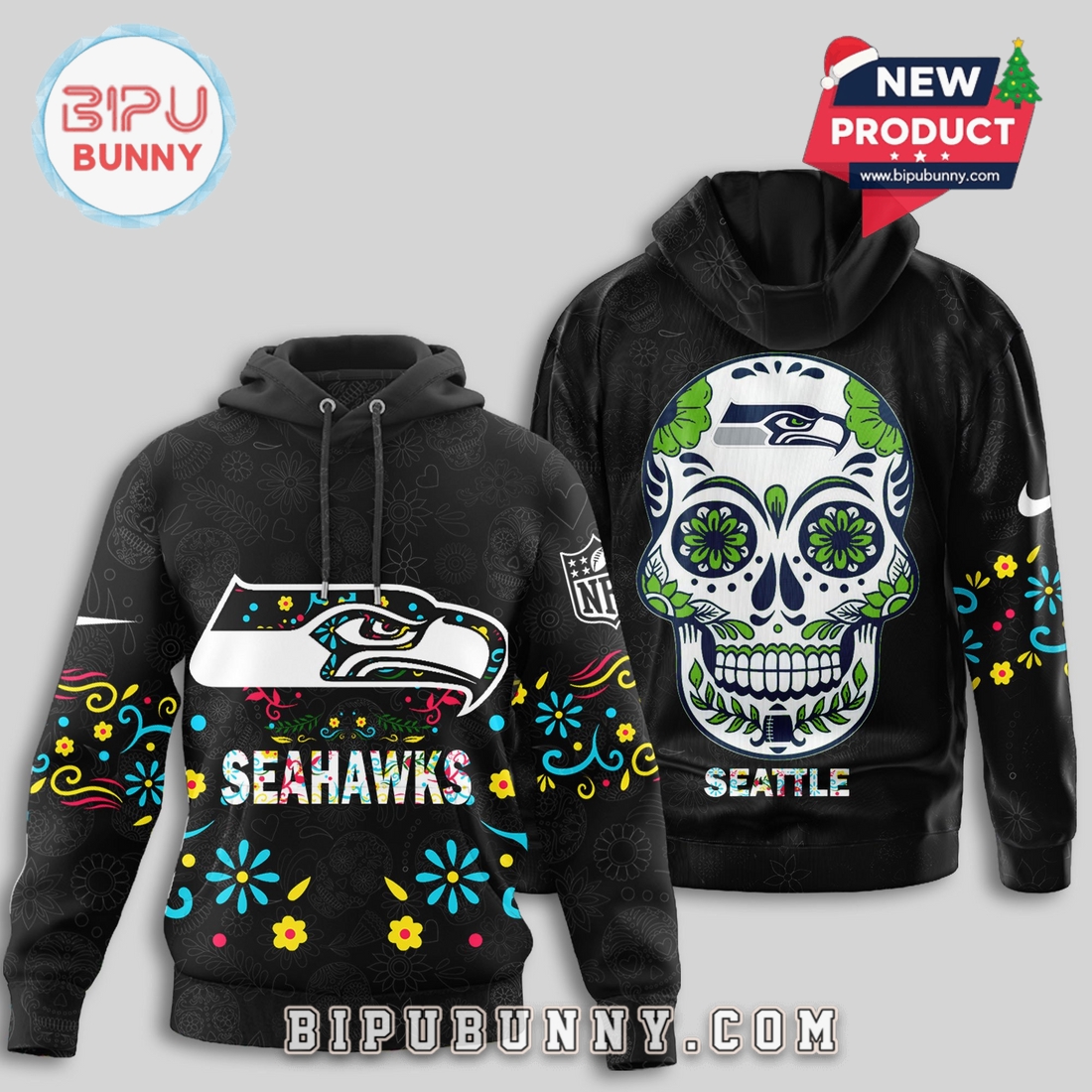 Seattle Seahawks NFL Dia de los Muertos Limited Editions Hoodie Seattle Seahawks NFL Dia de los Muertos Limited Editions Hoodie