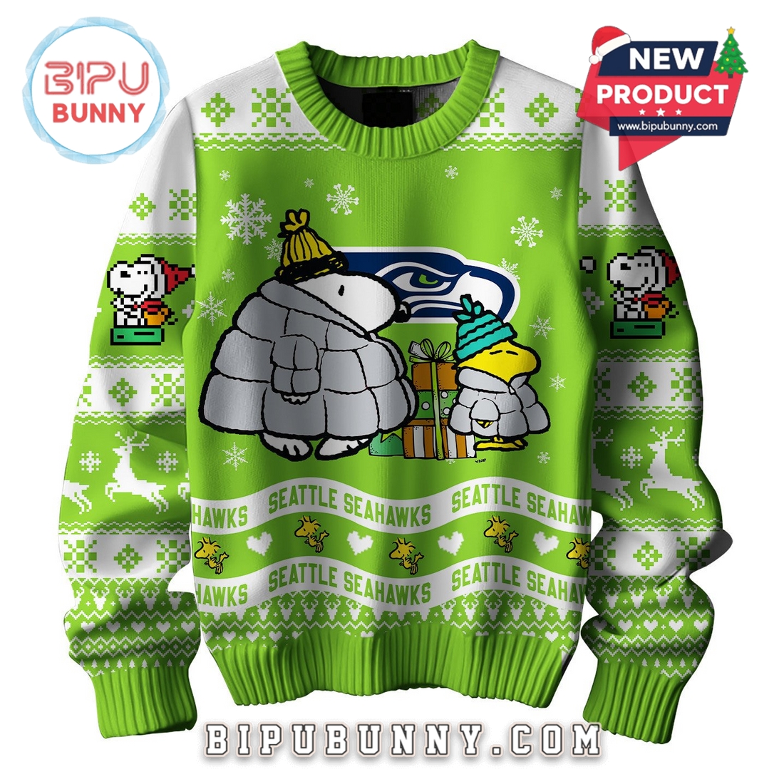 Seattle Seahawks NFL Peanuts Snoopy Ugly Sweater 2025 Seattle Seahawks NFL Peanuts Snoopy Ugly Sweater 2025