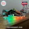 A multicolored football shoe light with customizable text for a personalized touch.