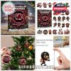 An overview of the South Carolina Gamecocks advent set with holiday miniatures like players, mascots, and logos, centered around a maroon and white festive box!