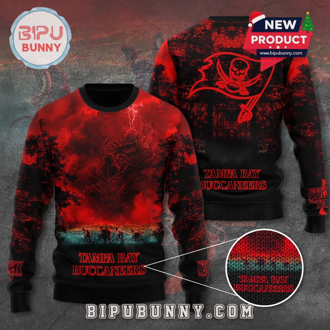 Tampa Bay Buccaneers x Stranger Things Ugly Sweater 2025 Tampa Bay Buccaneers x Stranger Things Ugly Sweater 2025