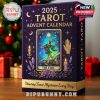 Magical holiday packaging of the 2025 tarot calendar with a glowing card illustration and esoteric accents, creating an enchanting December countdown for spiritual seekers!