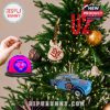 U2-themed Christmas ornaments like tour cars, logos, guitars, and band globes arranged on a green tree, perfect for fans turning their holiday into a concert countdown!