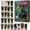 Advent calendar showing German Shepherd dog characters in different military roles, seasonal costumes, and honor guard formations beside a themed box!