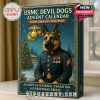 Elegant packaging of the USMC Devil Dogs calendar, celebrating 24 days of Marine spirit with patriotic artwork and festive military themes!