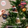 Virginia Cavaliers ornaments hang on a Christmas tree, showing how the Advent Calendar doubles as a decorative set for fans!