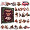 A clear layout of the Virginia Tech-themed advent calendar contents, featuring a wide range of decorative miniatures styled for Christmas and school spirit!