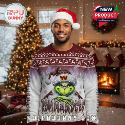 Washington Commanders Grinch Ugly Christmas Sweater 2025